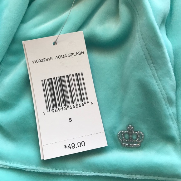 Juicy Couture Y2K Women’s S Aqua Splash Mint Green Soft Terry Romper Shorts NWT - Picture 15 of 16